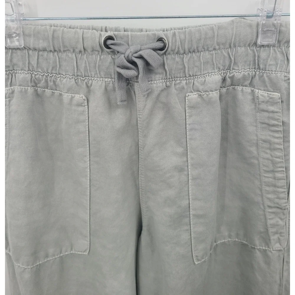 ZARA Linen Blend Joggers Women Pants M Crop Coastal Bohemian Minimalist Beach